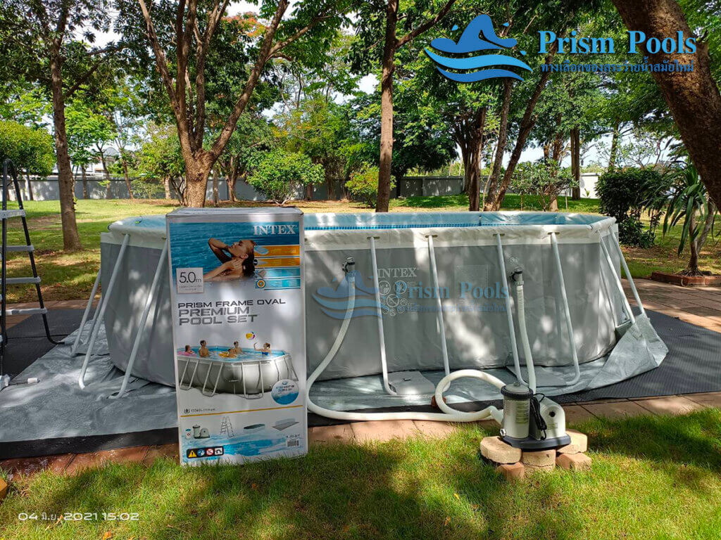 รีวิวติดตั้ง สระว่ายน้ำ Intex 16.6 ฟุต Prism Oval รหัส 26796 - 1